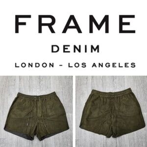 Frame Denim 100% Goat Suede String Waist Shorts